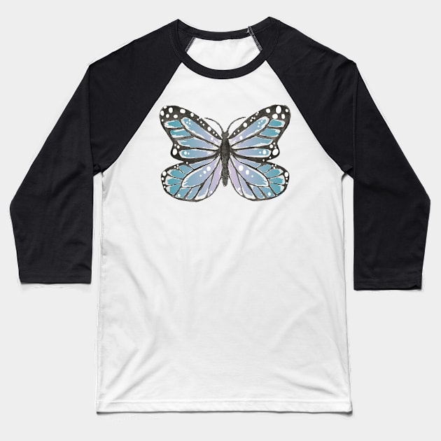 Blue and Purple Butterfly Design Baseball T-Shirt by Richardsonh25